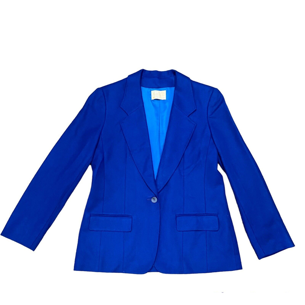 VTG Pendleton Womens Size 12 Pure Wool Lined Career Blue Blazer USA Made 3button